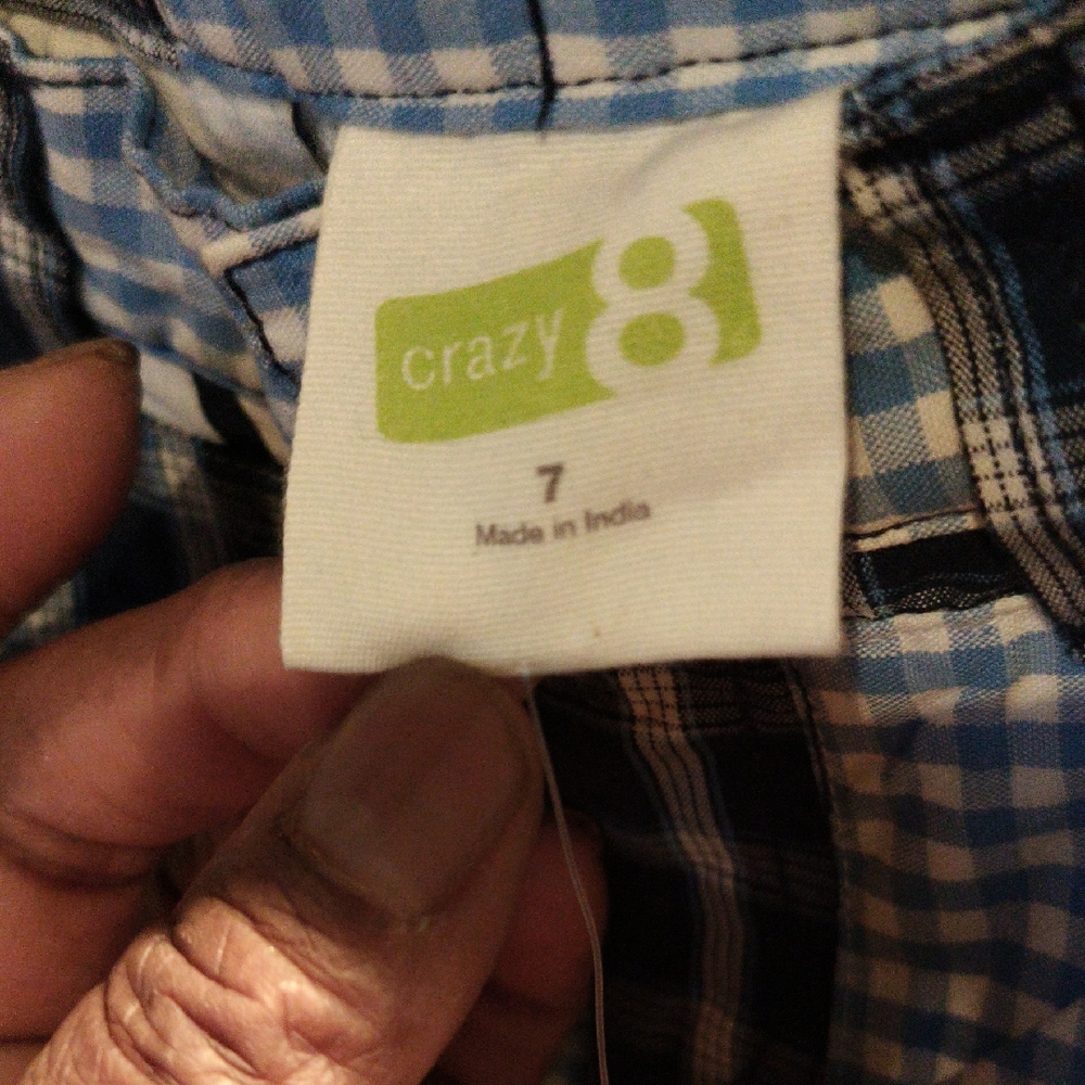 NWT Crazy 8 Blue Multi-colored Patchwork Shorts Size 7